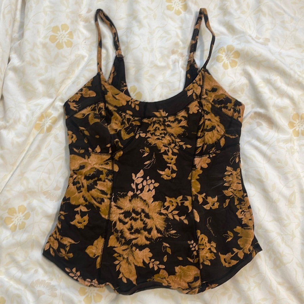 Free People Patterned Black Top